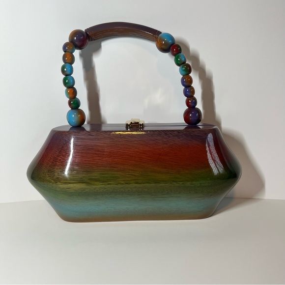 Timmy Woods, Women’s Beverly Hills, Vintage Wooded Purse - Picture 4 of 16